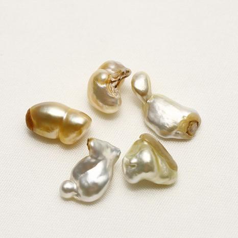 南洋白蝶真珠パールルースケシ5ピース両穴10-7mmマルチカラー