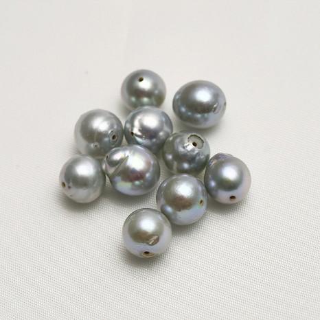 アコヤ真珠パールルース 10ピース 両穴 8.0-9.0mm グレーカラー  