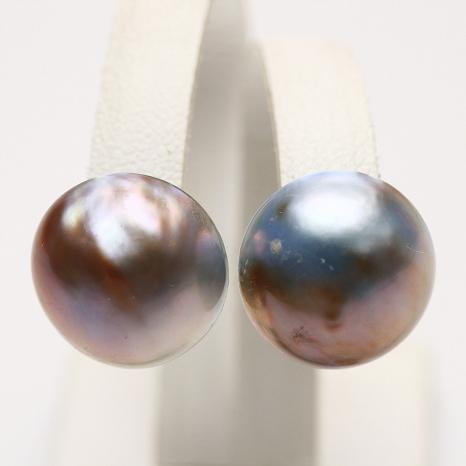 マベ真珠パールピアス 13mm ブルーピンクカラー K14WG製 : 真珠倶楽部 