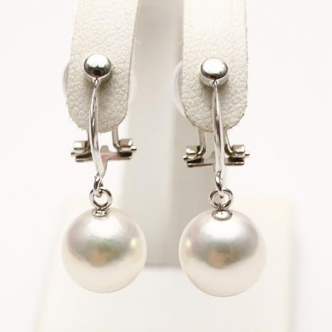 アコヤ真珠パールイヤリング9.0-9.5mmホワイトピンクカラーシルバー製