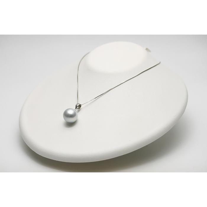 南洋白蝶真珠パールペンダントトップ 15mm シルバーカラー K18WG製 
