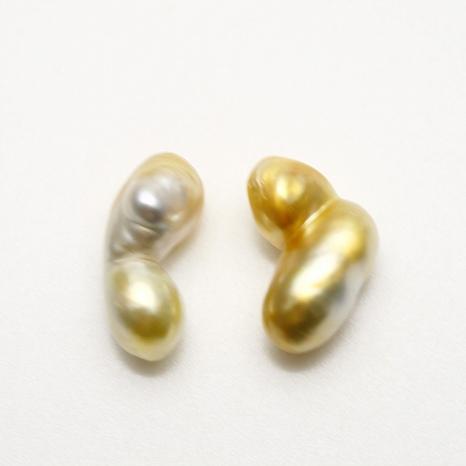 南洋白蝶真珠パールルース ケシ 2ピース ナチュラルゴールドカラー