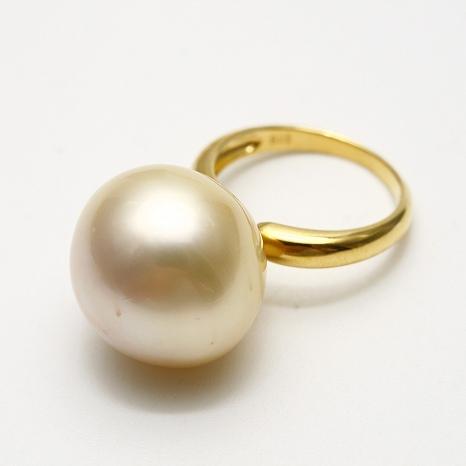 南洋白蝶真珠パールリング【指輪】 17mm ナチュラルピンクゴールド