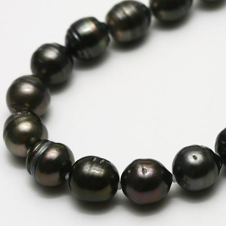 タヒチ黒蝶真珠パールネックレス 10-8mm ブラックカラー : 真珠倶楽部 