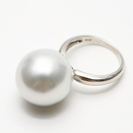 南洋白蝶真珠パールリング【指輪】 16mm シルバーブルーカラー