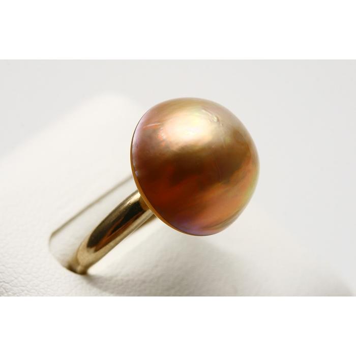 マベ真珠パールリング【指輪】 15mm ピンクゴールドカラー