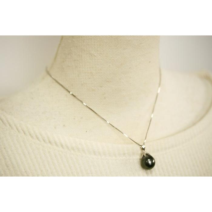 タヒチ黒蝶真珠パールペンダントトップ 11mm ブラックカラー