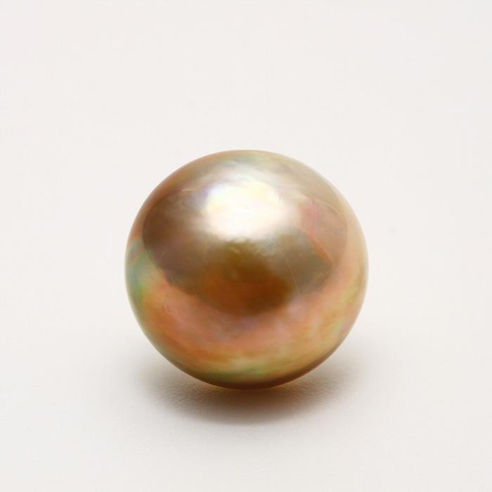 マベ真珠パールピアス シングルデザイン 15mm ピンクゴールドカラー 