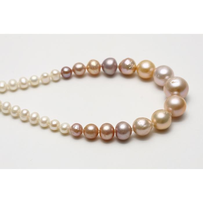 本真珠ネックレス パール エジソン　バロック　マルチカラー　シルバー　12mm 本真珠ネックレス パール エジソン バロック マルチカラー