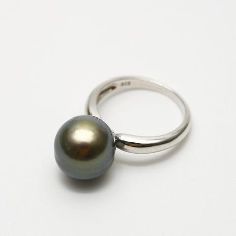 希少　黒蝶真珠　タヒチパール　タヒチマペパール　リング マべパール希少タヒチ産黒蝶真珠マベパール
