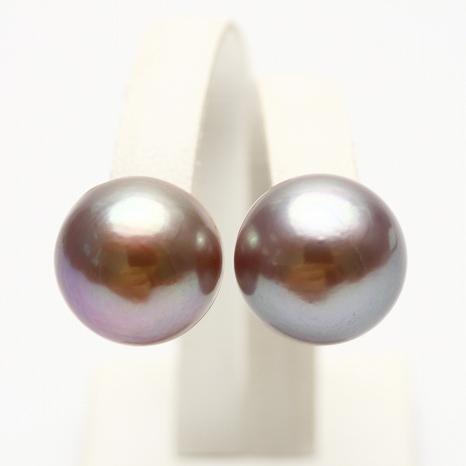 淡水真珠パールピアス 13mm パープルカラー K18製 : 真珠倶楽部 - 通販 
