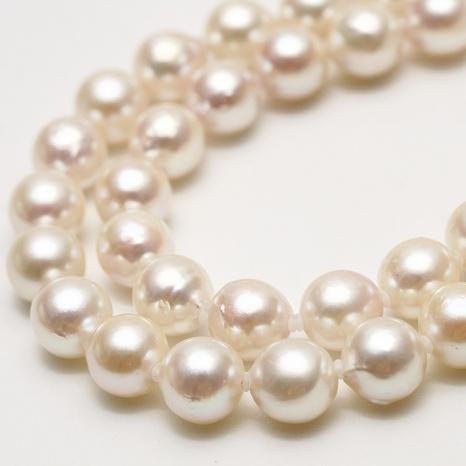 アコヤ真珠パールロングネックレス 8.0-8.5mm ホワイトピンクカラー