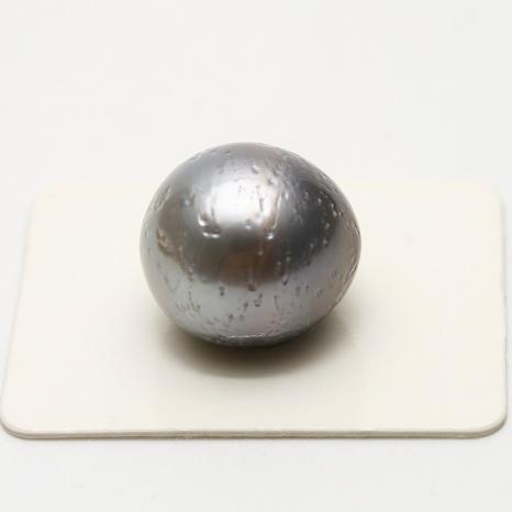 タヒチ黒蝶真珠パールルース　両穴　17×16mm　グレーカラー