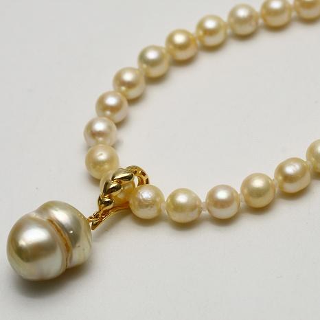 南洋白蝶/アコヤ真珠パールペンダントネックレス 13mm/6.0-6.5mm 
