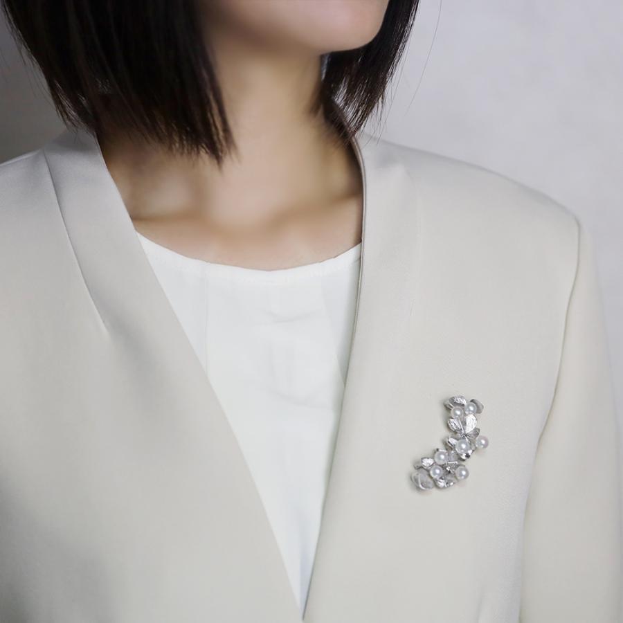 本真珠 あこやパール ブローチ フォーマル セレモニー 冠婚葬祭 パーティー シルバー製 国産 上品 新生活 就職祝い 母の日 プレゼント ラッピング puの画像