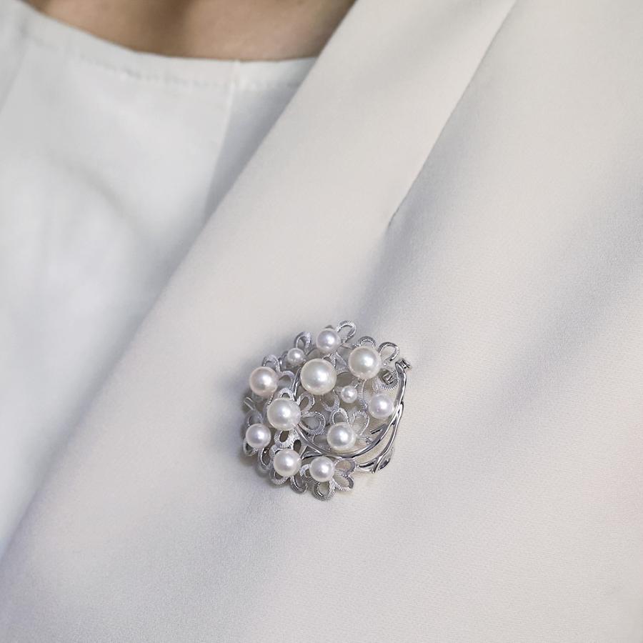 本真珠 あこやパール ブローチ フォーマル セレモニー 冠婚葬祭 パーティー シルバー製 国産 上品 新生活 就職祝い 母の日 プレゼント ラッピング puの画像
