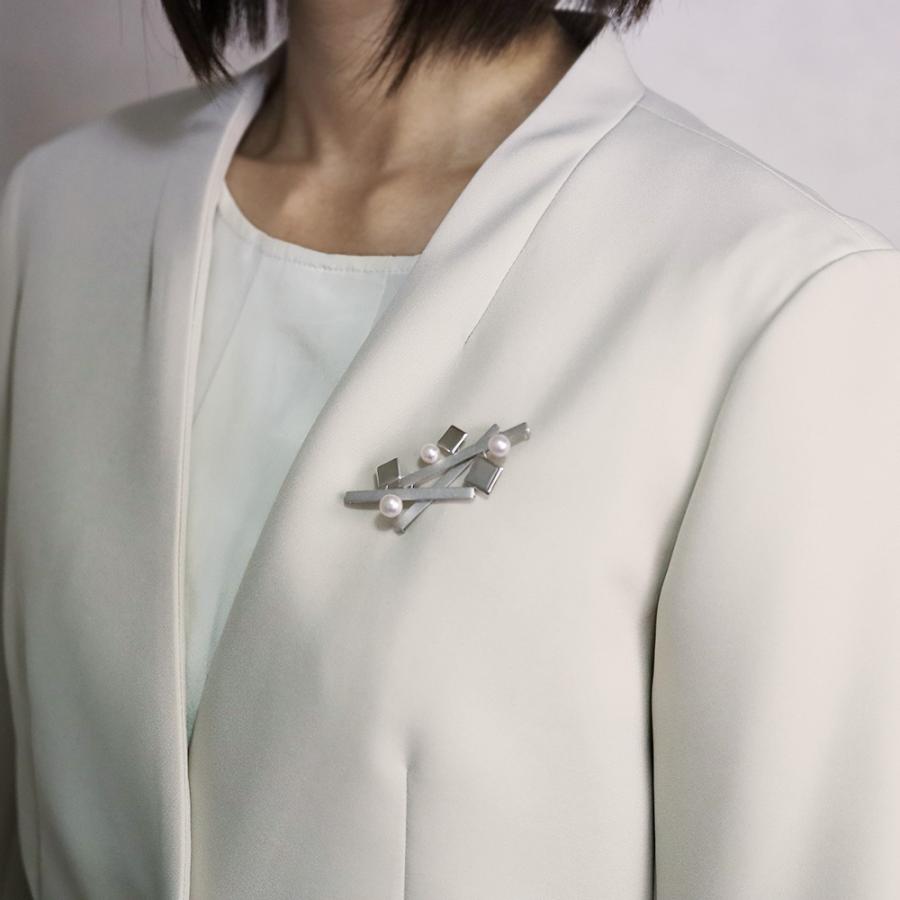 本真珠 あこやパール ブローチ フォーマル セレモニー 冠婚葬祭 パーティー シルバー製 国産 上品 新生活 就職祝い 母の日 プレゼント ラッピング puの画像