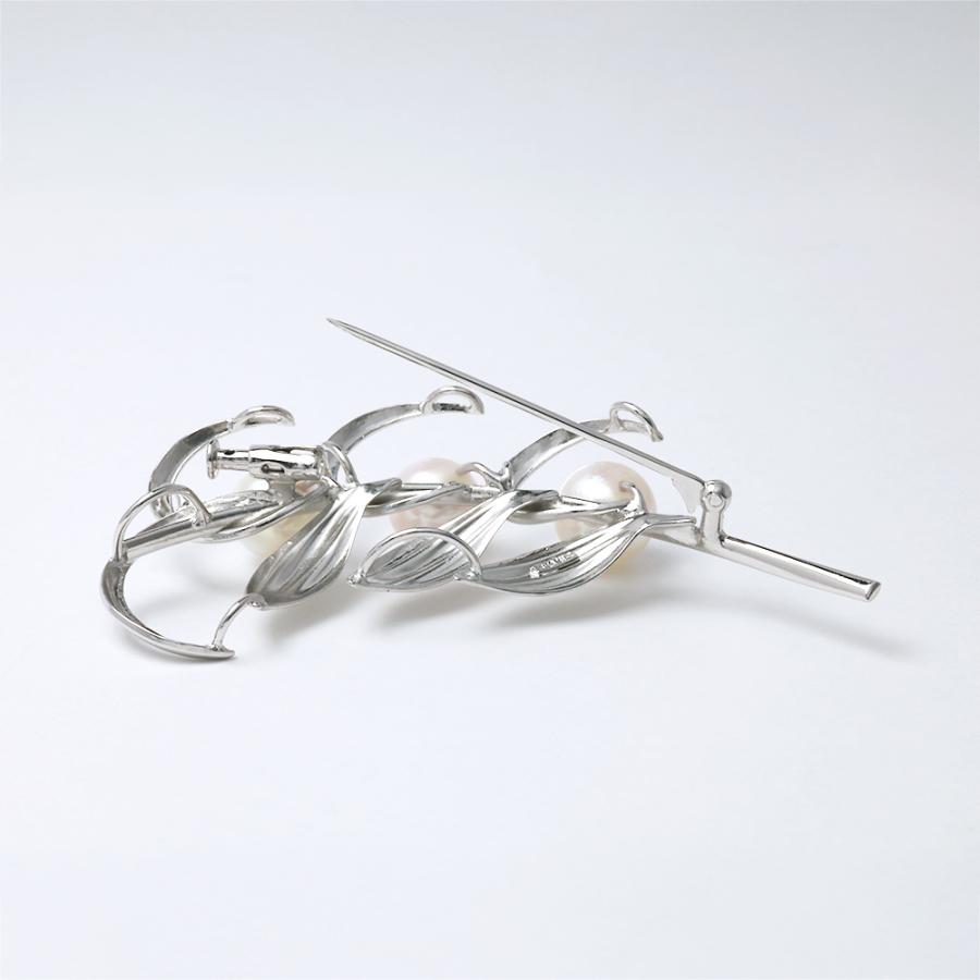 本真珠 あこやパール ブローチ フォーマル セレモニー 冠婚葬祭 パーティー シルバー製 国産 上品 新生活 就職祝い 母の日 プレゼント ラッピング puの画像