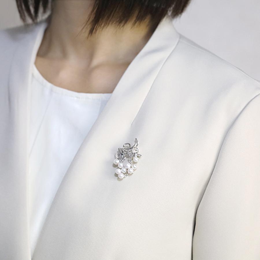 本真珠 あこやパール ブローチ フォーマル セレモニー 冠婚葬祭 パーティー シルバー製 国産 上品 新生活 就職祝い 母の日 プレゼント ラッピング puの画像