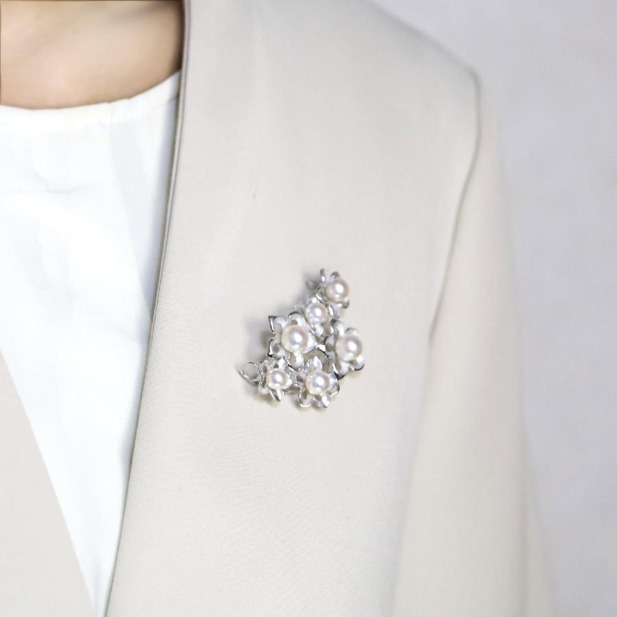 本真珠 あこやパール ブローチ フォーマル セレモニー 冠婚葬祭 パーティー シルバー製 国産 上品 新生活 就職祝い 母の日 プレゼント ラッピング puの画像