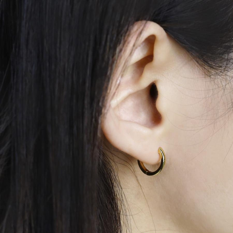 フープ ピアス シンプル 中折れ イエローゴールド ピンクゴールド