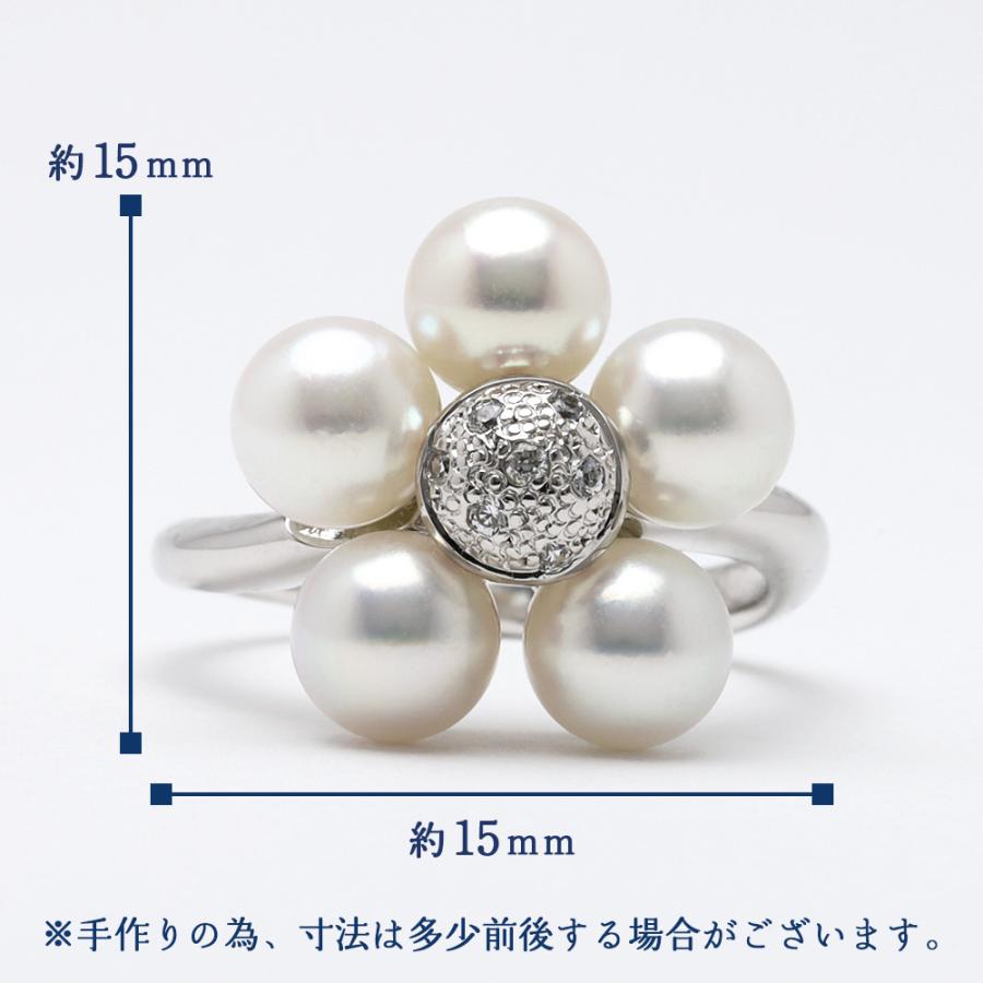 パール リング 真珠 指輪 ダイヤモンド k18 プラチナ k10 シルバー レディース フラワー 花 18金 pt900 10金 ゴールド イエロー ピンク ホワイト puの画像