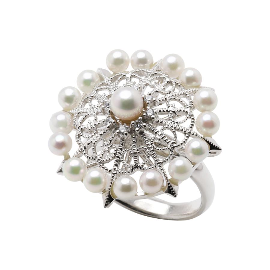 パール リング ダイヤモンド 真珠 指輪 k18 プラチナ k10 シルバー レディース ベビーパール pt900 18金 10金 ゴールド イエロー ピンク ホワイト puの画像
