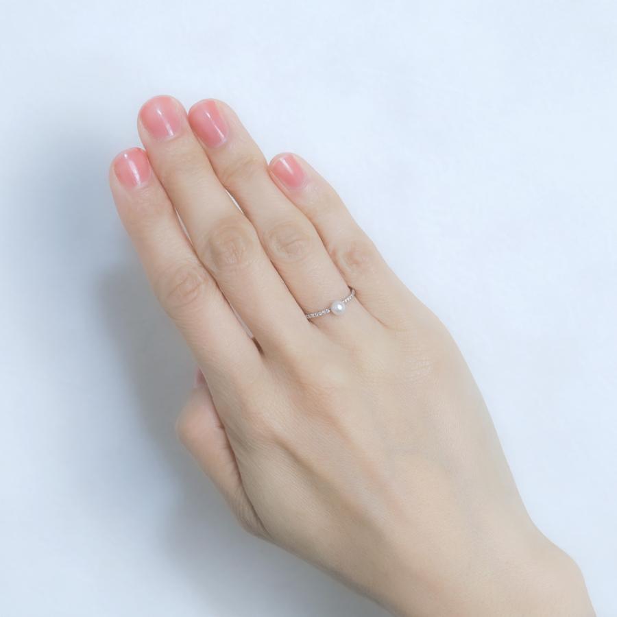 パール リング 本真珠 あこや アコヤ 4mm 4.5mm 指輪 ダイヤモンド pt900 プラチナ フォーマル 冠婚葬祭 シンプル レディース 送料無料 プレゼント ギフト puの画像