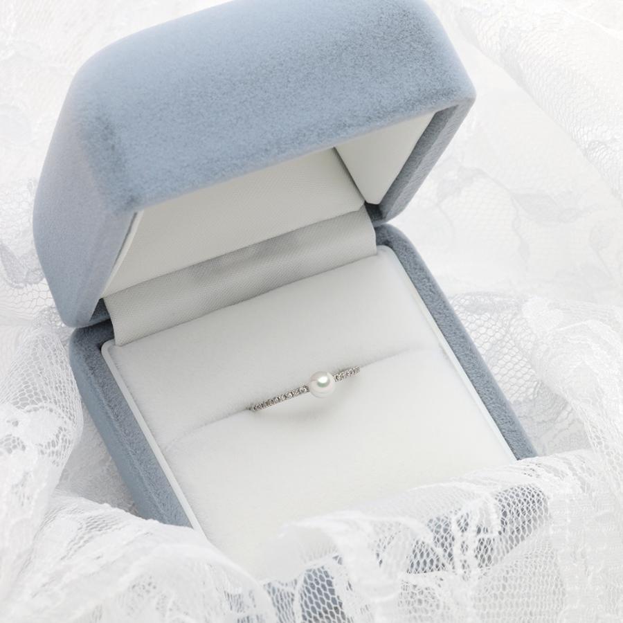 パール リング 本真珠 あこや アコヤ 4mm 4.5mm 指輪 ダイヤモンド pt900 プラチナ フォーマル 冠婚葬祭 シンプル レディース 送料無料 プレゼント ギフト puの画像
