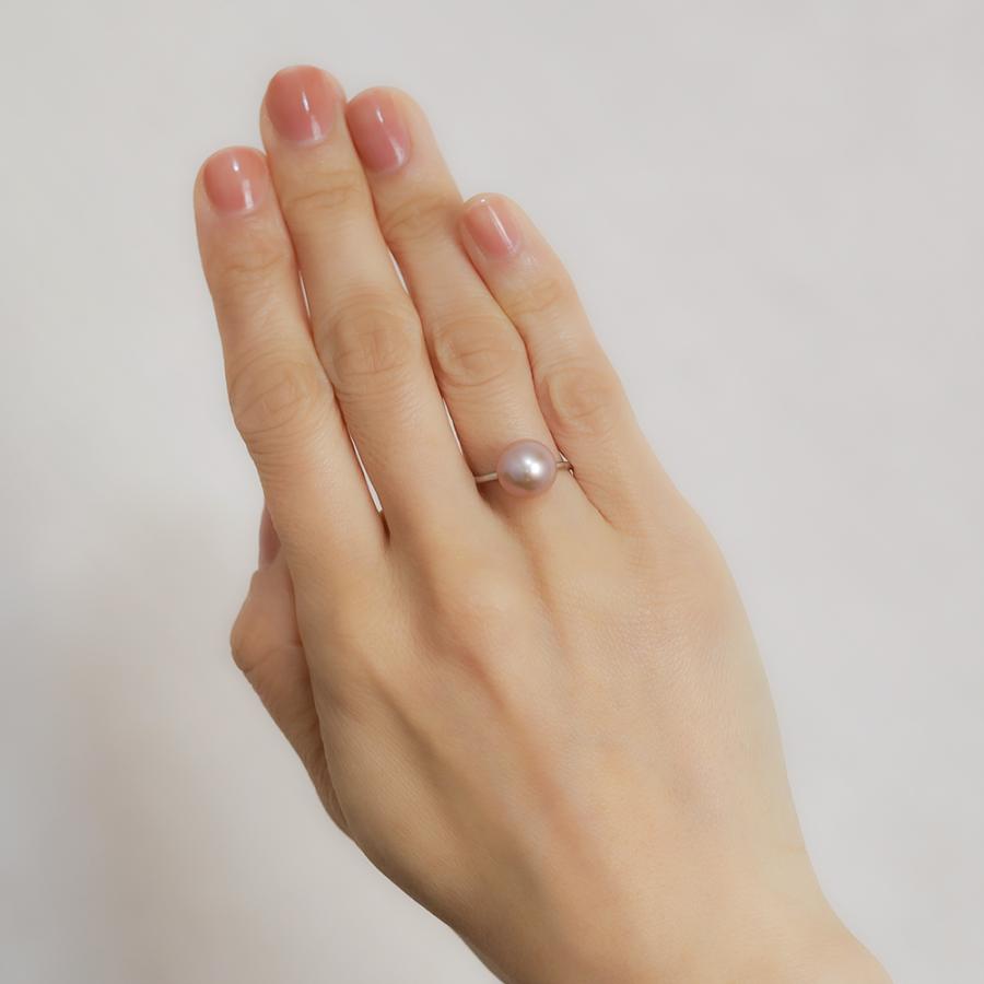 パール リング 淡水 真珠 10mm 10.5mm 大珠 k18 18金 18k ホワイトゴールド 淡水真珠 レディース シンプル プレゼント ギフト ジュエリー puの画像