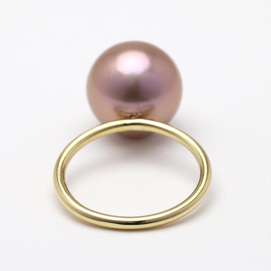 パール リング 淡水 真珠 12mm 大珠 k18 18金 18k イエローゴールド