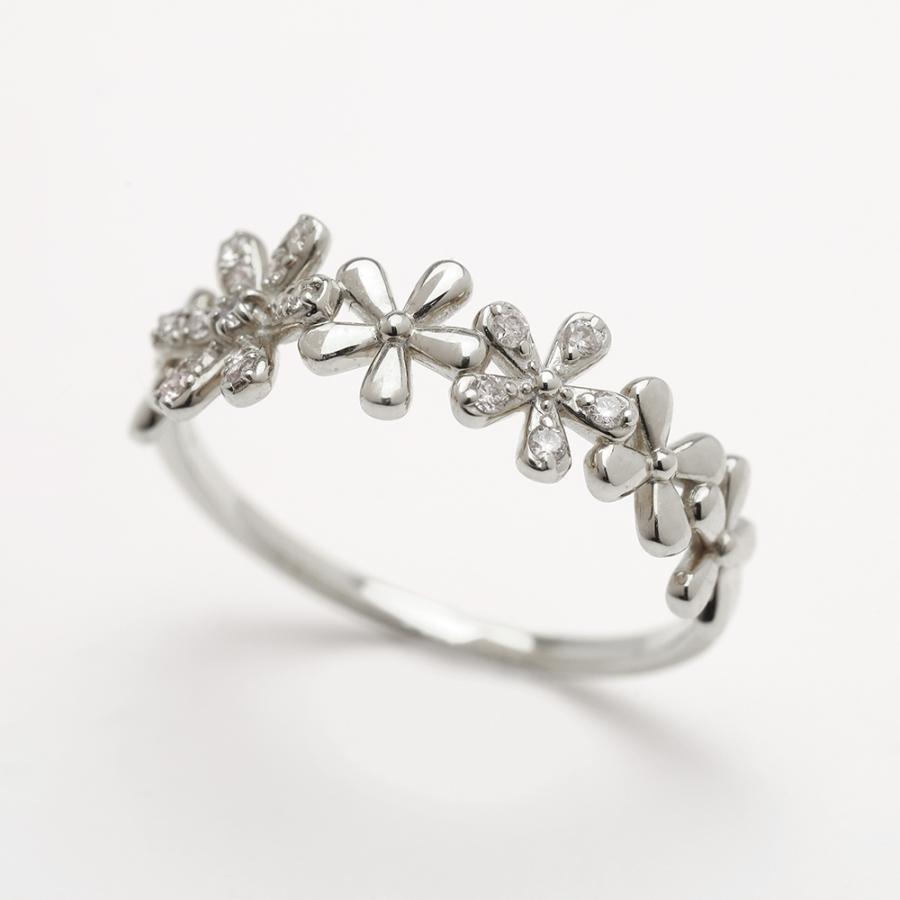 pt900 ダイヤモンド リング フラワーモチーフ 花 プラチナ レディース ダイヤ 0.10ct プレゼント ギフト ジュエリー puの画像