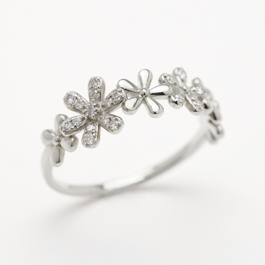 pt900 ダイヤモンド リング フラワーモチーフ 花 プラチナ レディース ダイヤ 0.10ct プレゼント ギフト ジュエリー puの画像