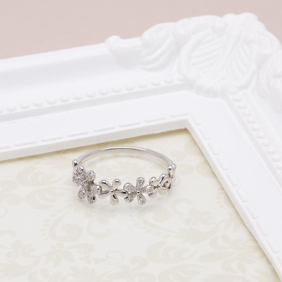 pt900 ダイヤモンド リング フラワーモチーフ 花 プラチナ レディース ダイヤ 0.10ct プレゼント ギフト ジュエリー puの画像