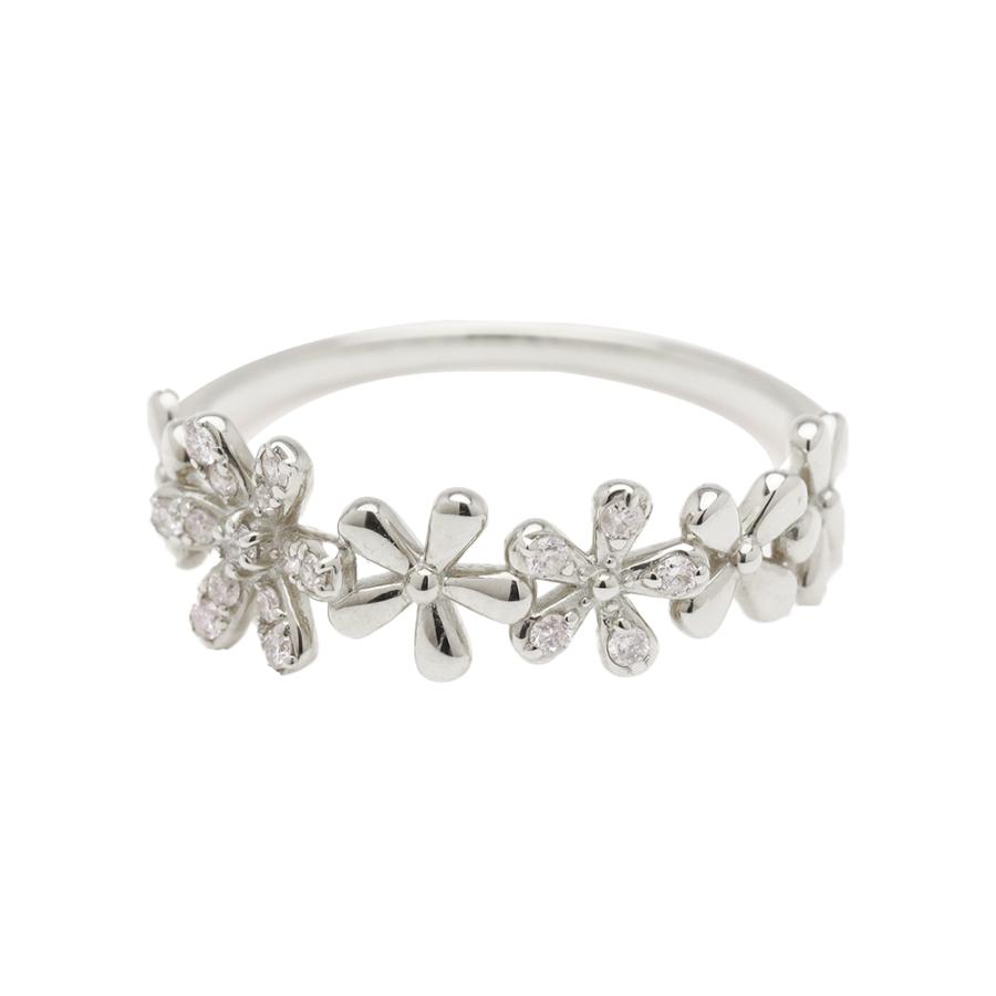 pt900 ダイヤモンド リング フラワーモチーフ 花 プラチナ レディース ダイヤ 0.10ct プレゼント ギフト ジュエリー puの画像