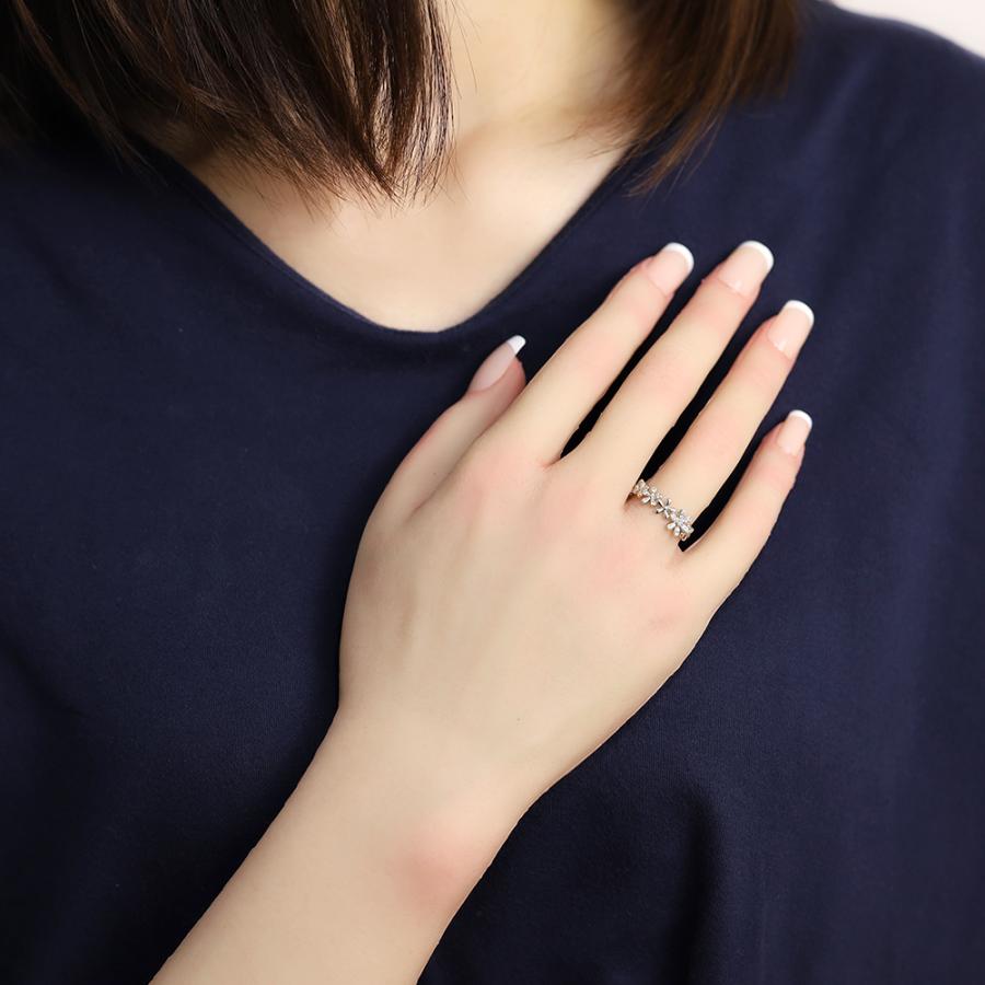pt900 ダイヤモンド リング フラワーモチーフ 花 プラチナ レディース ダイヤ 0.10ct プレゼント ギフト ジュエリー puの画像