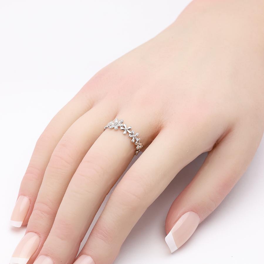 pt900 ダイヤモンド リング フラワーモチーフ 花 プラチナ レディース ダイヤ 0.10ct プレゼント ギフト ジュエリー puの画像