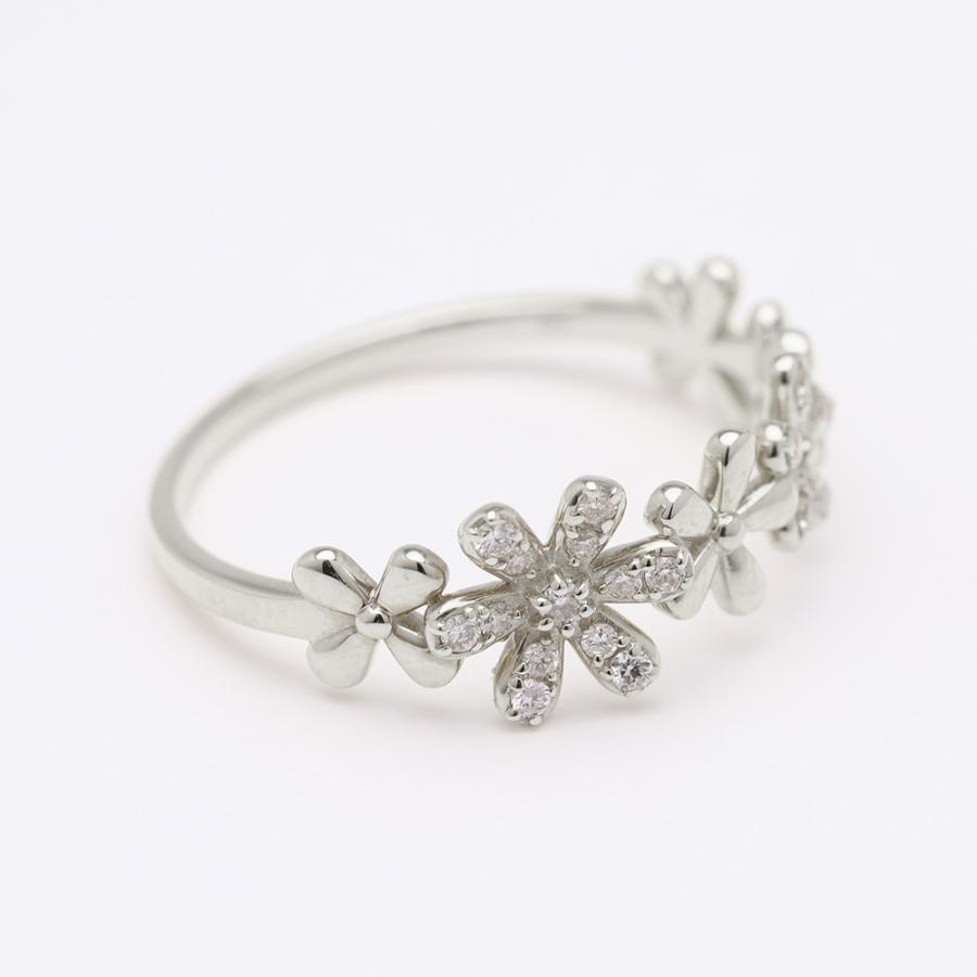 pt900 ダイヤモンド リング フラワーモチーフ 花 プラチナ レディース ダイヤ 0.10ct プレゼント ギフト ジュエリー puの画像