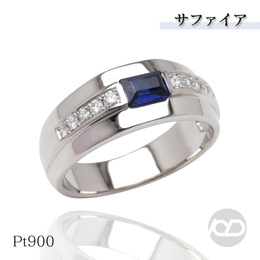 サファイア　リング　pt900 ブルー　8号　セカンドジュエリー　プラチナ pt900 プラチナ サファイア リング ダイヤモンド サファイヤ 幅広