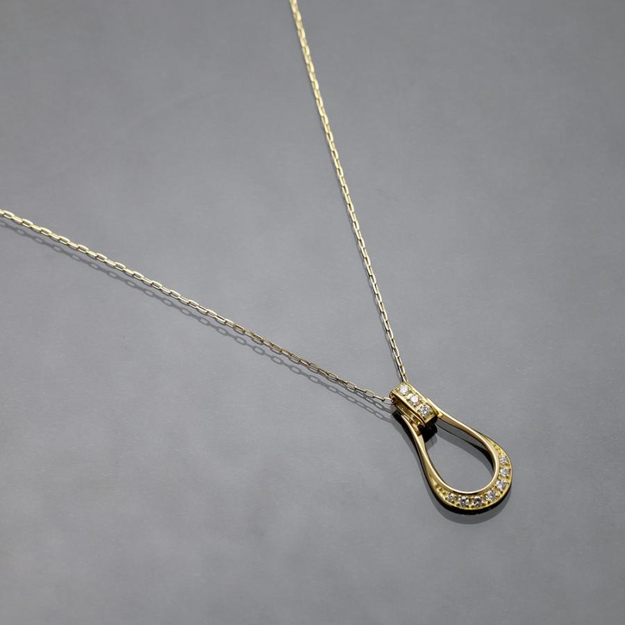 k18 ダイヤモンド ネックレス 馬蹄 ホースシュー ティアドロップ イエローゴールド ピンクゴールド 18金 18k 選べる ダイヤ 0.10ct レディース カジュアル puの画像