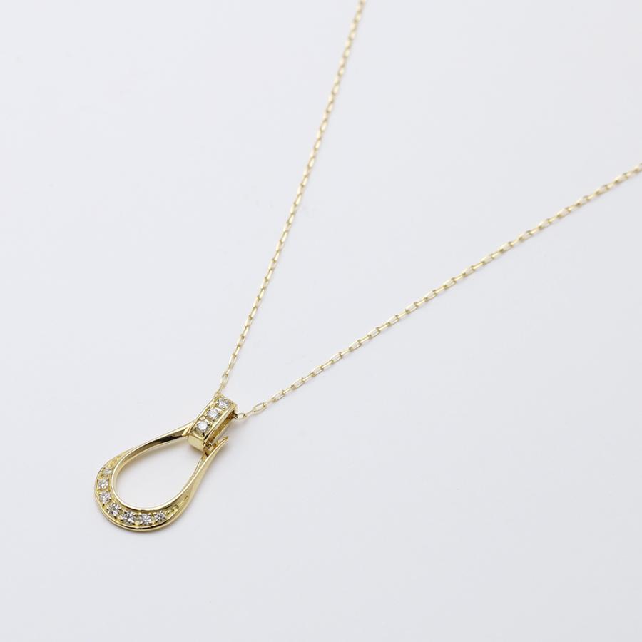 k18 ダイヤモンド ネックレス 馬蹄 ホースシュー ティアドロップ イエローゴールド ピンクゴールド 18金 18k 選べる ダイヤ 0.10ct レディース カジュアル puの画像
