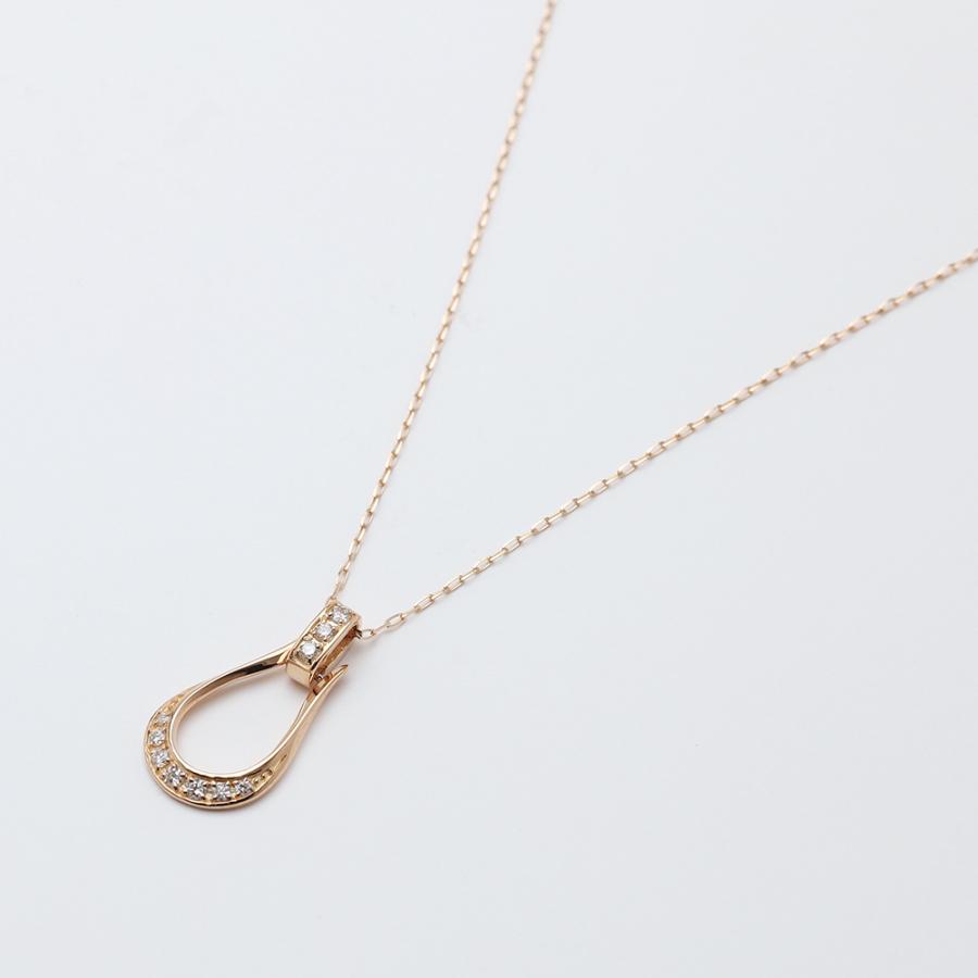k18 ダイヤモンド ネックレス 馬蹄 ホースシュー ティアドロップ イエローゴールド ピンクゴールド 18金 18k 選べる ダイヤ 0.10ct レディース カジュアル puの画像