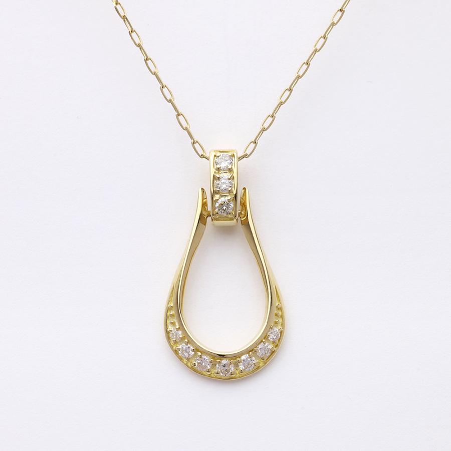 k18 ダイヤモンド ネックレス 馬蹄 ホースシュー ティアドロップ イエローゴールド ピンクゴールド 18金 18k 選べる ダイヤ 0.10ct レディース カジュアル puの画像