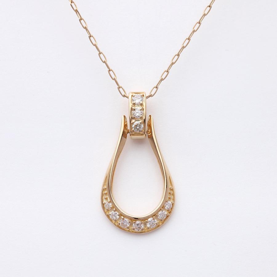 k18 ダイヤモンド ネックレス 馬蹄 ホースシュー ティアドロップ イエローゴールド ピンクゴールド 18金 18k 選べる ダイヤ 0.10ct レディース カジュアル puの画像