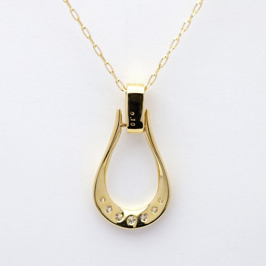 k18 ダイヤモンド ネックレス 馬蹄 ホースシュー ティアドロップ イエローゴールド ピンクゴールド 18金 18k 選べる ダイヤ 0.10ct レディース カジュアル puの画像