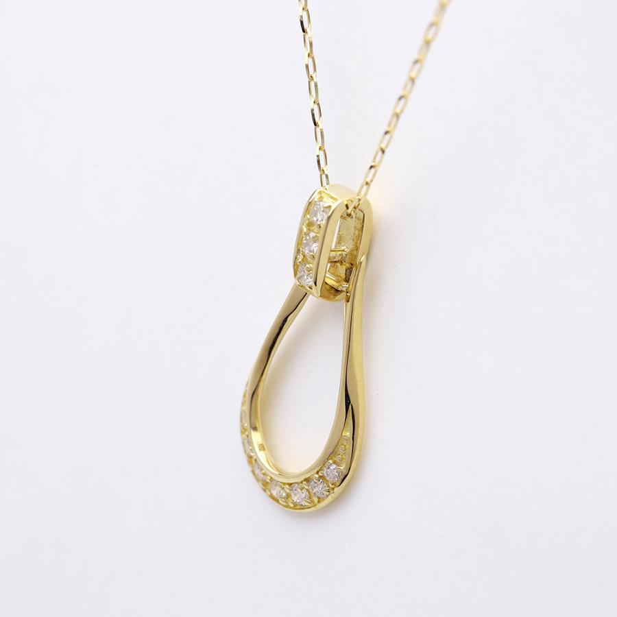 k18 ダイヤモンド ネックレス 馬蹄 ホースシュー ティアドロップ イエローゴールド ピンクゴールド 18金 18k 選べる ダイヤ 0.10ct レディース カジュアル puの画像