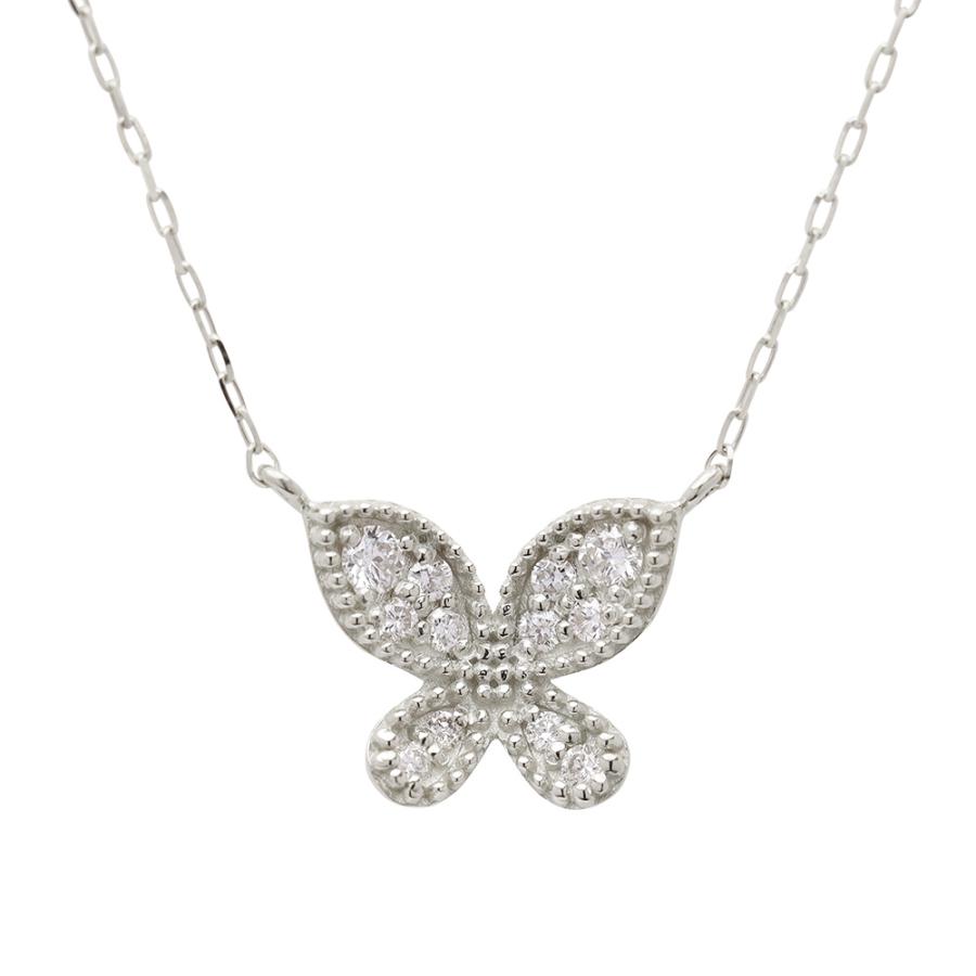 プラチナ pt900 pt850 ダイヤモンド バタフライ ネックレス 蝶 ダイヤ 0.10ct おしゃれ カジュアル 普段使い トレンド プレゼント ギフト ジュエリー puの画像