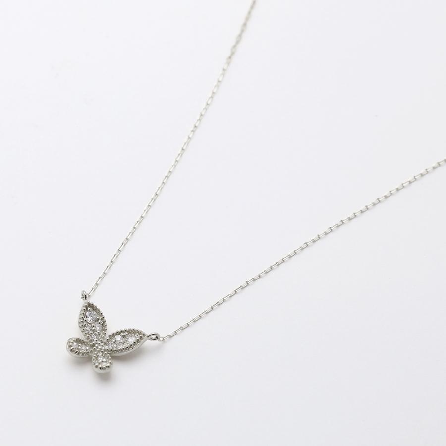 プラチナ pt900 pt850 ダイヤモンド バタフライ ネックレス 蝶 ダイヤ 0.10ct おしゃれ カジュアル 普段使い トレンド プレゼント ギフト ジュエリー puの画像