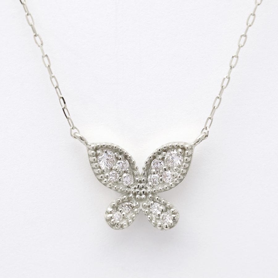 プラチナ pt900 pt850 ダイヤモンド バタフライ ネックレス 蝶 ダイヤ 0.10ct おしゃれ カジュアル 普段使い トレンド プレゼント ギフト ジュエリー puの画像