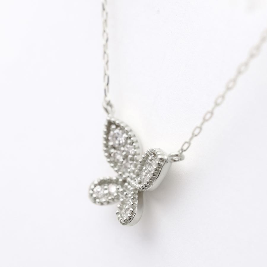 プラチナ pt900 pt850 ダイヤモンド バタフライ ネックレス 蝶 ダイヤ 0.10ct おしゃれ カジュアル 普段使い トレンド プレゼント ギフト ジュエリー puの画像